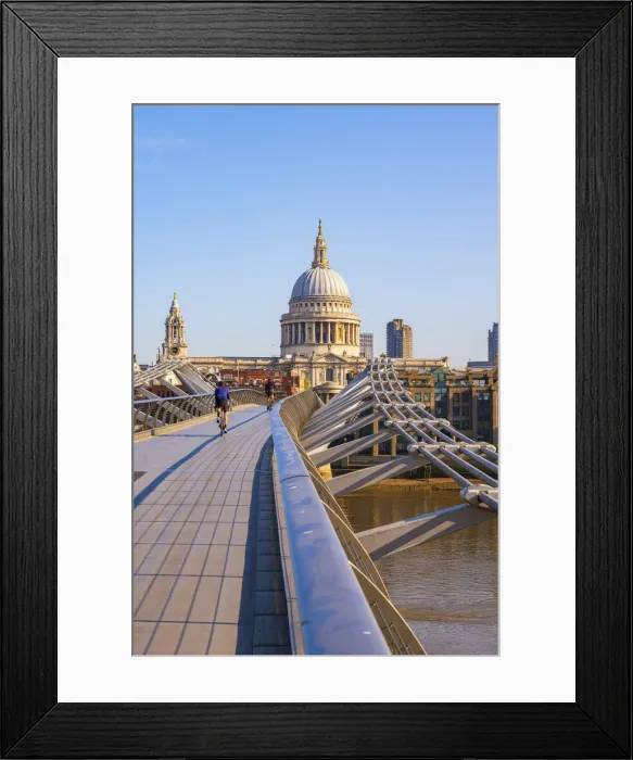 Framed Print : UK, England, London, St. Pauls Cathedral and Millennium Bridge over River Thames Framed Print : UK, England, London, St. Pauls Cathedral and Millennium Bridge over River Thames