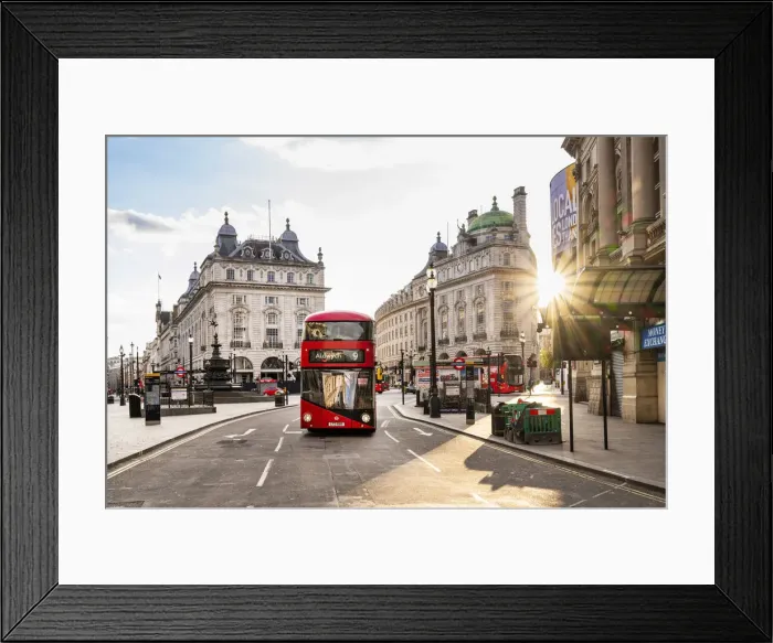 Framed Print : London bus passing through Picadilly Circus, London, England, UK Framed Print : London bus passing through Picadilly Circus, London, England, UK