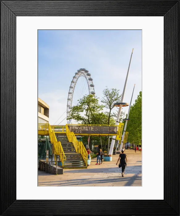 Framed Print : Walking along the South Bank, London Eye, London, England, UK Framed Print : Walking along the South Bank, London Eye, London, England, UK