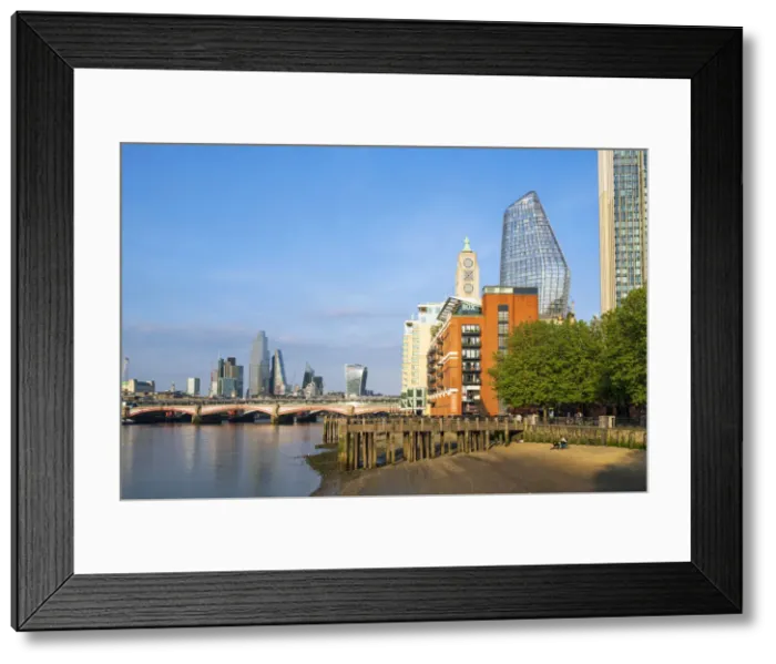 Framed Print : Oxo Tower, Blackfriars bridge and the city, London, England, UK Framed Print : Oxo Tower, Blackfriars bridge and the city, London, England, UK