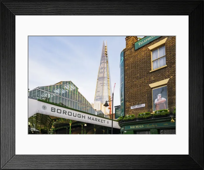 Framed Print : England, London, Southwark, London Bridge City, Borough Market and The Shard Framed Print : England, London, Southwark, London Bridge City, Borough Market and The Shard