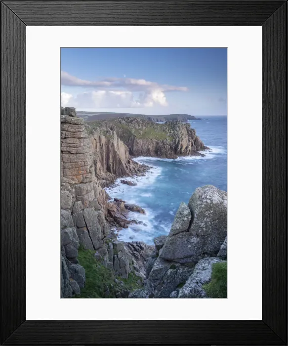 Framed Print : Dramatic cliff top vista of Pordenack Point near Land‚Aos End, Cornwall, England. Autumn Framed Print : Dramatic cliff top vista of Pordenack Point near Land‚Aos End, Cornwall, England. Autumn
