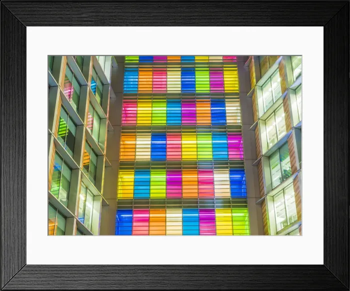 Framed Print : Illuminated colourful office windows, London, England, UK Framed Print : Illuminated colourful office windows, London, England, UK