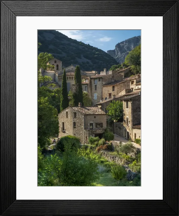Framed Print : Europe, France, Occitanie. The medieval village of Saint-Guilhem-le-Desert in Framed Print : Europe, France, Occitanie. The medieval village of Saint-Guilhem-le-Desert in