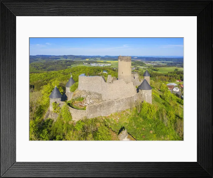 Framed Print : Aerial view at the Nurburg, Eifel, Rhineland-Palatinate, Germany