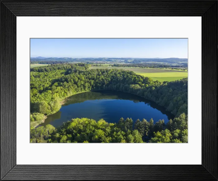 Framed Print : Aerial view on Holzmaar, Gillenfeld, Eifel, Rhineland-Palatinate, Germany Framed Print : Aerial view on Holzmaar, Gillenfeld, Eifel, Rhineland-Palatinate, Germany