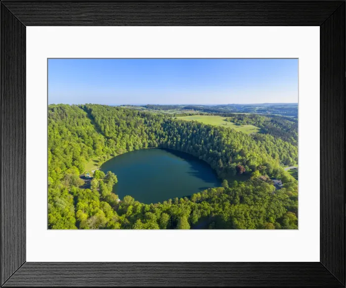 Framed Print : Aerial view on Gemundener Maar near Daun, Eifel, Rhineland-Palatinate, Germany Framed Print : Aerial view on Gemundener Maar near Daun, Eifel, Rhineland-Palatinate, Germany