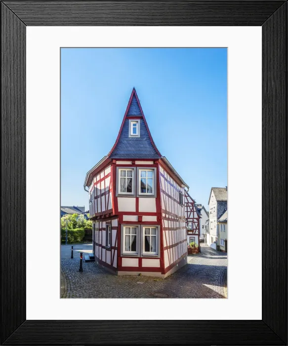 Framed Print : Half-timbered house at Kirchberg, Hunsruck, Rhineland-Palatinate, Germany Framed Print : Half-timbered house at Kirchberg, Hunsruck, Rhineland-Palatinate, Germany