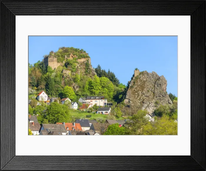 Framed Print : Castle ruin Kallenfels, Kirn, Nahe valley, Hunsruck, Rhineland-Palatinate, Germany Framed Print : Castle ruin Kallenfels, Kirn, Nahe valley, Hunsruck, Rhineland-Palatinate, Germany