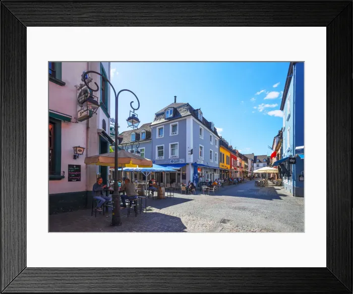 Framed Print : Restaurants at the Saarlouis old town, Saarland, Germany Framed Print : Restaurants at the Saarlouis old town, Saarland, Germany