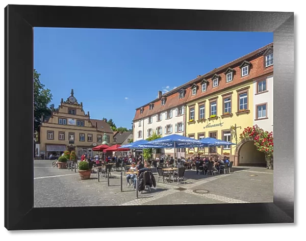Restaurants at the old town of Ottweiler, Saarland, Germany