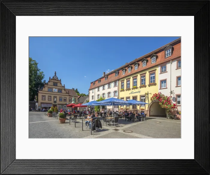 Framed Print : Restaurants at the old town of Ottweiler, Saarland, Germany Framed Print : Restaurants at the old town of Ottweiler, Saarland, Germany
