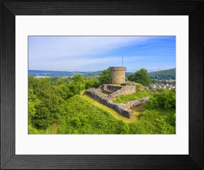 Framed Print : Aerial view at Liebenburg castle, Namborn, Saarland, Germany