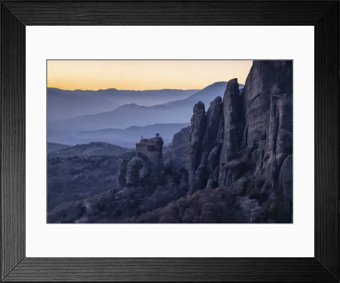 Framed Print : Monastery of St. Nkolaos after sunset, Meteora, Thessaly, Greece Framed Print : Monastery of St. Nkolaos after sunset, Meteora, Thessaly, Greece
