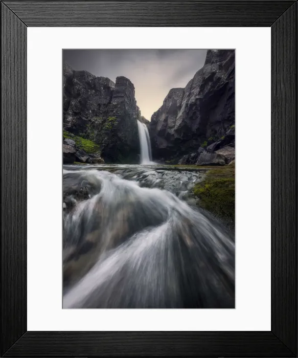 Framed Print : Small waterfall during late afternoon in Eastern Iceland Framed Print : Small waterfall during late afternoon in Eastern Iceland