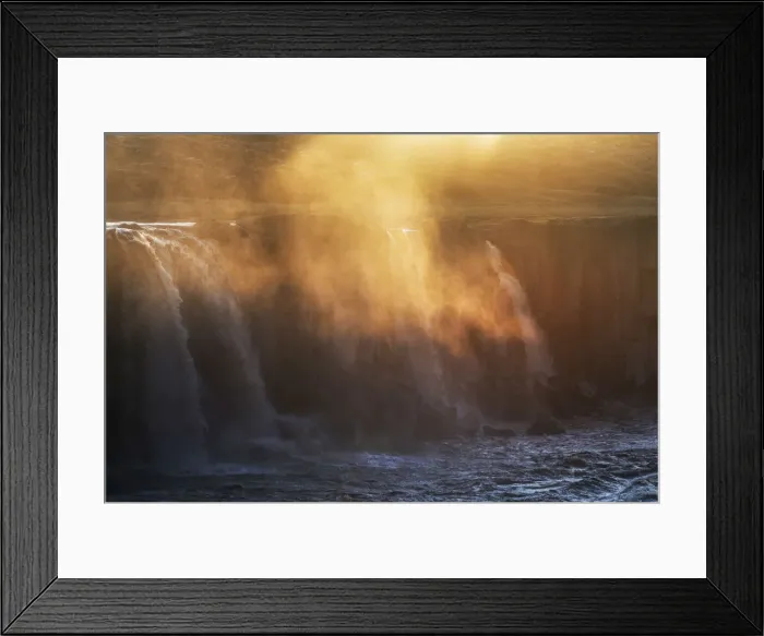 Framed Print : Waterfall spray hit by the golden light of sunset, Selfoss, Iceland Framed Print : Waterfall spray hit by the golden light of sunset, Selfoss, Iceland