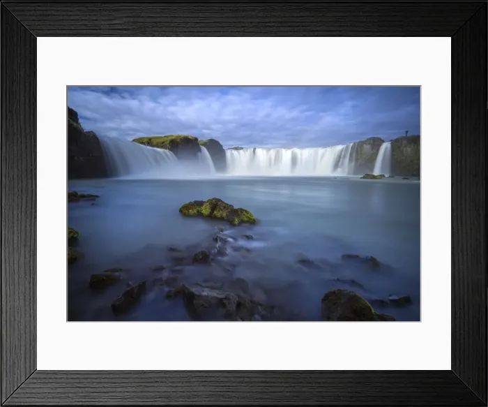 Framed Print : Beautiful Godafoss waterfall against cloudy sky, Northern Iceland, Iceland Framed Print : Beautiful Godafoss waterfall against cloudy sky, Northern Iceland, Iceland