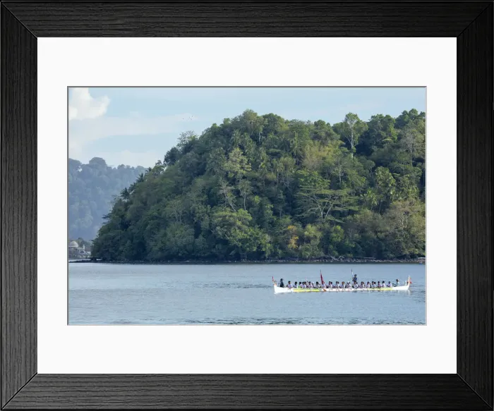 Framed Print : Asia, Indonesia, Spice Islands, Maluku, Banda, A Kora Kora -traditional Maluku wooden Framed Print : Asia, Indonesia, Spice Islands, Maluku, Banda, A Kora Kora -traditional Maluku wooden