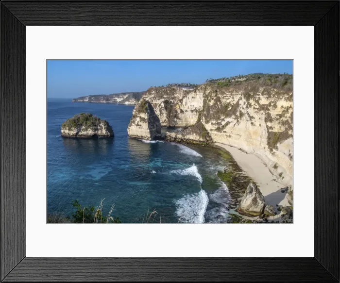 Framed Print : Indonesia, Bali, Penida island. View of Atuh sandstone cliffs Framed Print : Indonesia, Bali, Penida island. View of Atuh sandstone cliffs