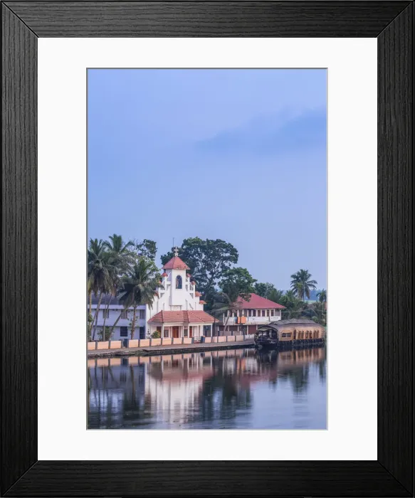 Framed Print : India, Kerala, Alappuzha (Alleppey), Alappuzha (Alleppey) Church on backwaters Framed Print : India, Kerala, Alappuzha (Alleppey), Alappuzha (Alleppey) Church on backwaters