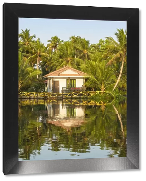 India, Kerala, Kollam, Resort bungalow on Munroe Island
