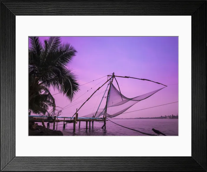 Framed Print : India, Kerala, Cochin - Kochi, Fort Kochi, Chinese fishing nets at sunrise Framed Print : India, Kerala, Cochin - Kochi, Fort Kochi, Chinese fishing nets at sunrise
