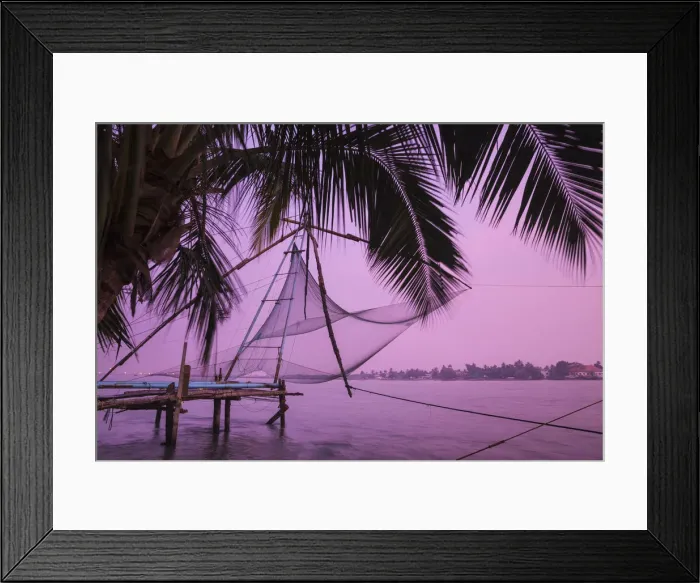 Framed Print : India, Kerala, Cochin - Kochi, Fort Kochi, Chinese fishing nets at sunrise Framed Print : India, Kerala, Cochin - Kochi, Fort Kochi, Chinese fishing nets at sunrise