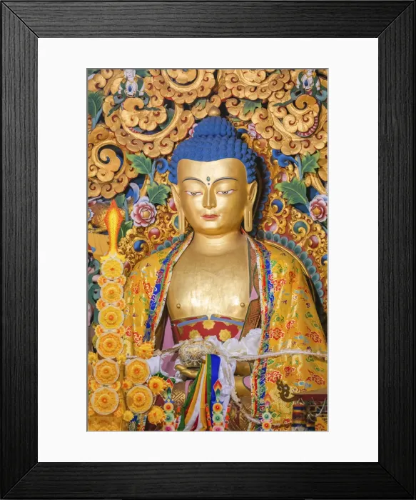 Framed Print : Bhutanese Buddhist temple interior, Bodh Gaya, Bihar, India Framed Print : Bhutanese Buddhist temple interior, Bodh Gaya, Bihar, India