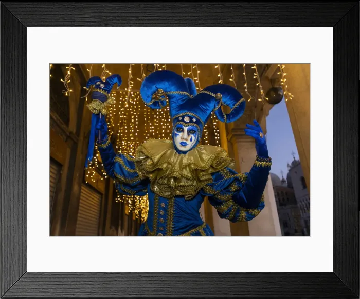 Framed Print : A man dressed as a joker poses during the Venice Carnival, Venice, Veneto, Italy Framed Print : A man dressed as a joker poses during the Venice Carnival, Venice, Veneto, Italy