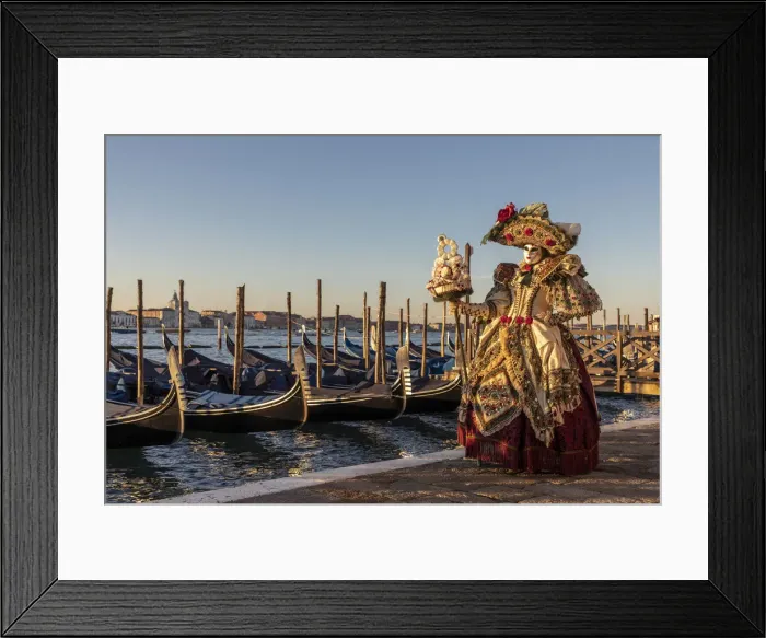 Framed Print : A woman in an elaborate costume poses in front of the Venice lagoon during the Venice Framed Print : A woman in an elaborate costume poses in front of the Venice lagoon during the Venice