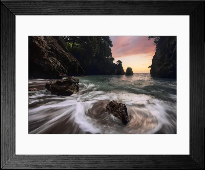 Framed Print : A small beach at sunset in the Gulf of Poets in Liguria, Italy Framed Print : A small beach at sunset in the Gulf of Poets in Liguria, Italy