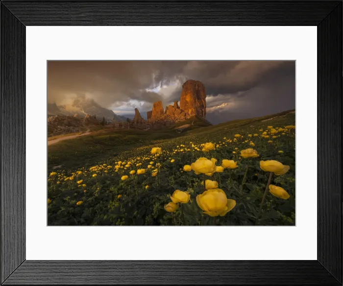 Framed Print : Cinque Torri in the Dolomiti Bellunesi during a stormy summer sunset, Dolomites, Italy Framed Print : Cinque Torri in the Dolomiti Bellunesi during a stormy summer sunset, Dolomites, Italy