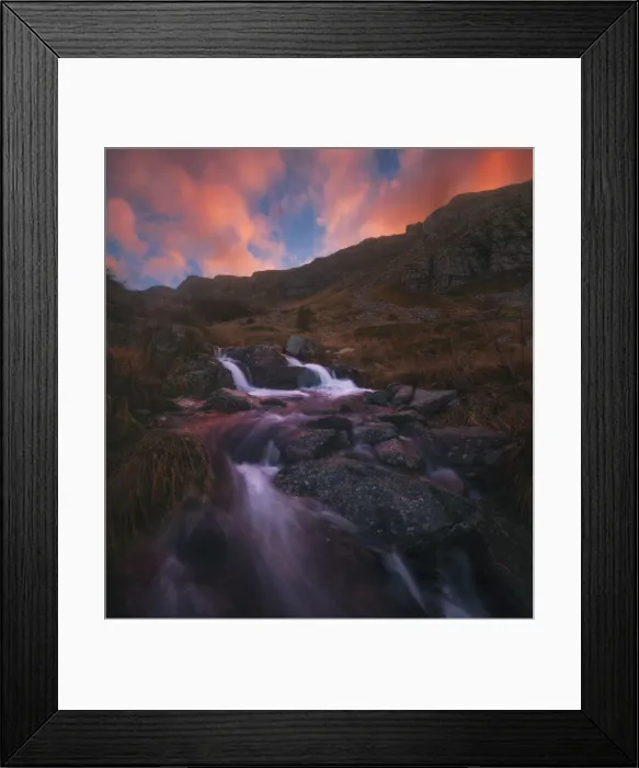 Framed Print : Fall sunset on a small stream in the central Appennines, Emilia Romagna, Italy Framed Print : Fall sunset on a small stream in the central Appennines, Emilia Romagna, Italy