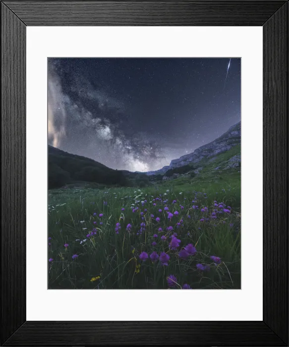 Framed Print : Milky way and wildflowers during late spring in the Appennines, Emilia Romagna, Italy Framed Print : Milky way and wildflowers during late spring in the Appennines, Emilia Romagna, Italy