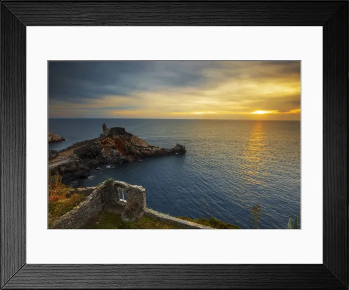 Framed Print : The small church of Portovenere at sunset, Gulf of Poets, Cinque Terre, Liguria, Italy Framed Print : The small church of Portovenere at sunset, Gulf of Poets, Cinque Terre, Liguria, Italy