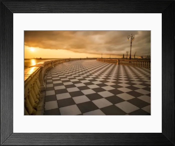Framed Print : Terrazza Mascagni in Livorno during a cloudy sunset, Tuscany, Italy Framed Print : Terrazza Mascagni in Livorno during a cloudy sunset, Tuscany, Italy