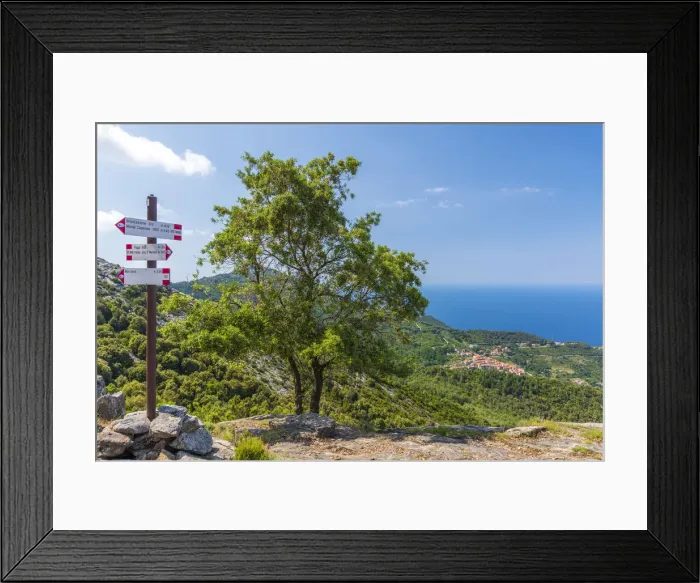 Framed Print : europe, Italy, Tuscany, Elba Island, signpost on the GTE hiking trail Framed Print : europe, Italy, Tuscany, Elba Island, signpost on the GTE hiking trail