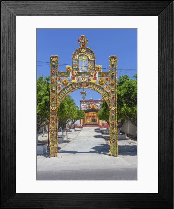 Framed Print : Temporary churchyard gate made of cucharilla, Izucar de Matamoros, Puebla, Mexico Framed Print : Temporary churchyard gate made of cucharilla, Izucar de Matamoros, Puebla, Mexico