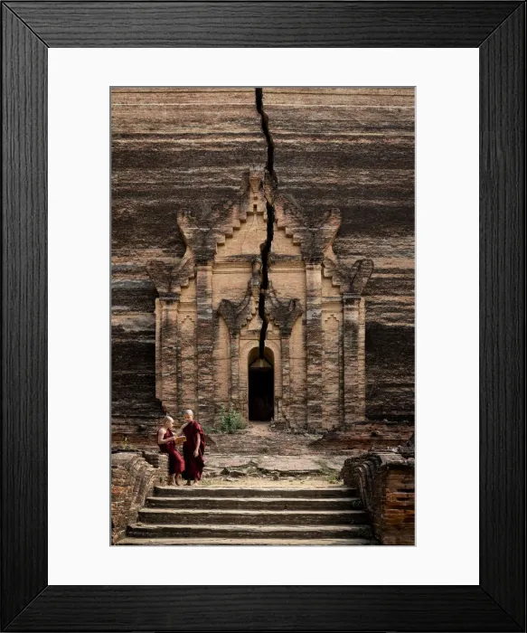 Framed Print : Two novice monks reading a book in front of entrance to Pahtodawgyi pagoda, Mingun Framed Print : Two novice monks reading a book in front of entrance to Pahtodawgyi pagoda, Mingun