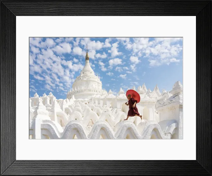 Framed Print : Novice monk running and jumping at Hsinbyume pagoda, Mingun, Mandalay, Sagaing Township Framed Print : Novice monk running and jumping at Hsinbyume pagoda, Mingun, Mandalay, Sagaing Township