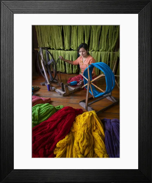 Framed Print : Woman winding up thread at weaving workshop on Lake Inle, Nyaungshwe Township Framed Print : Woman winding up thread at weaving workshop on Lake Inle, Nyaungshwe Township