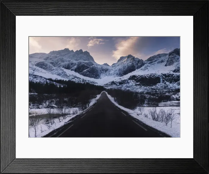 Framed Print : Road to Nusfjord in the Lofoten islands, Norway Framed Print : Road to Nusfjord in the Lofoten islands, Norway