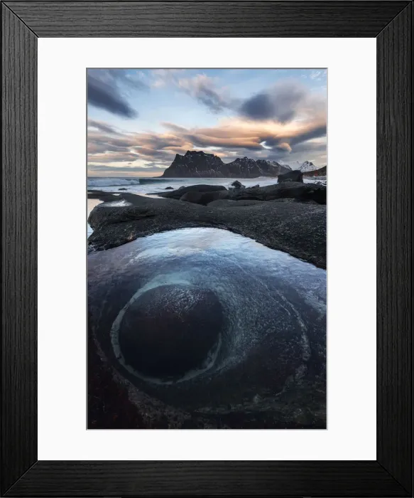 Framed Print : Uttakleiv beach after a storm in winter, Lofoten islands, Norway
