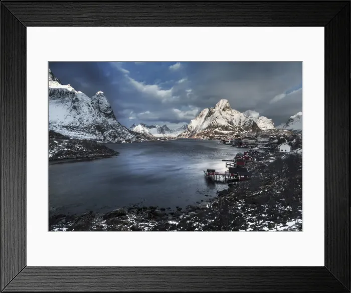 Framed Print : Reine Fjord during a stormy winter morning, Lofoten islands, Norway Framed Print : Reine Fjord during a stormy winter morning, Lofoten islands, Norway
