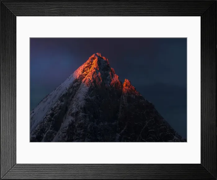 Framed Print : Mountain in the Reine Fjord hit by the sunrise light, Lofoten islands, Norway Framed Print : Mountain in the Reine Fjord hit by the sunrise light, Lofoten islands, Norway