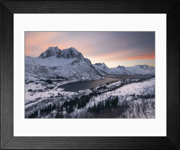 Framed Print : Mefjordbotn during a winter sunset, Senja island, Norway Framed Print : Mefjordbotn during a winter sunset, Senja island, Norway