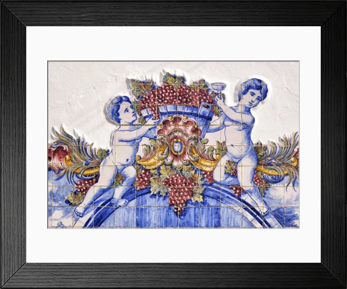 Framed Print : Ceramic tiles (azulejos) in the house of Jose Maria da Fonseca Framed Print : Ceramic tiles (azulejos) in the house of Jose Maria da Fonseca