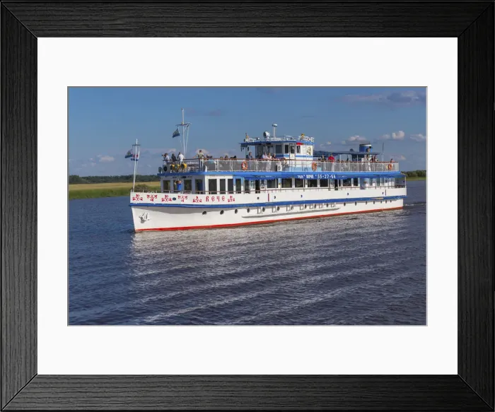 Framed Print : Tourist ship, Volkhov river, Veliky Novgorod, Russia