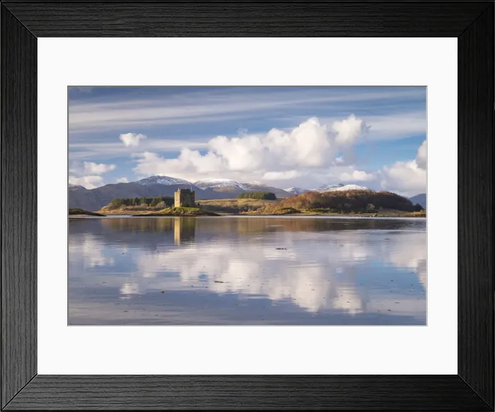 Framed Print : Castle Stalker reflected on Loch Laich, an inlet off Loch Linnhe in the Scottish Framed Print : Castle Stalker reflected on Loch Laich, an inlet off Loch Linnhe in the Scottish