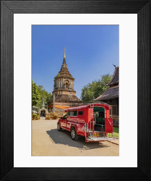 Framed Print : Songthaew (Chiang Mai taxi) parked at Wat Lok Moli, Chiang Mai, Northern Thailand Framed Print : Songthaew (Chiang Mai taxi) parked at Wat Lok Moli, Chiang Mai, Northern Thailand